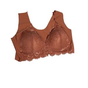 Lace Trimmed Brown Bralette